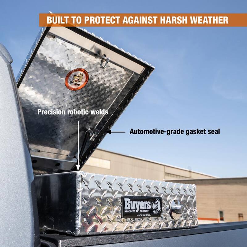 Buyers Products Company 18 in. x 20 in. x 71 in. Diamond Tread Aluminum Gull Wing Top Mount Truck Tool Box - 1710410