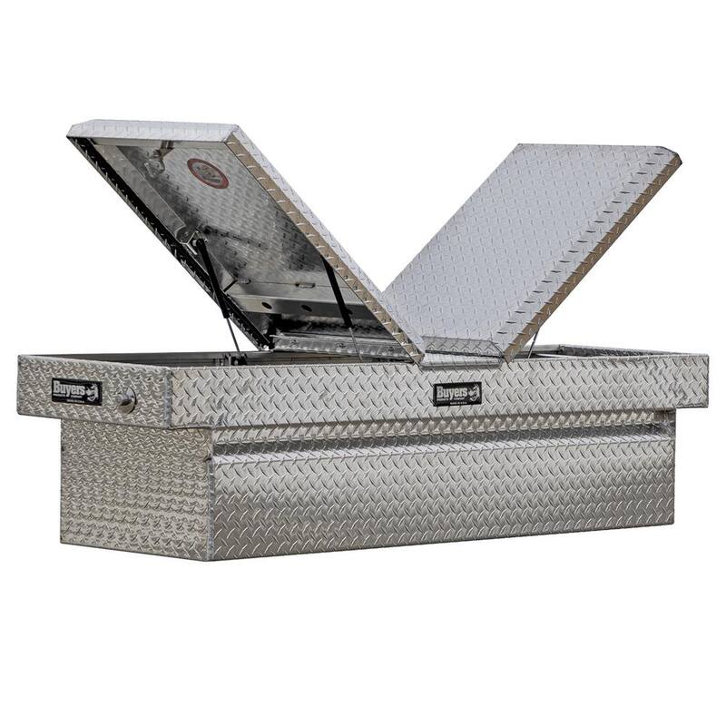 Buyers Products Company 18 in. x 20 in. x 71 in. Diamond Tread Aluminum Gull Wing Top Mount Truck Tool Box - 1710410