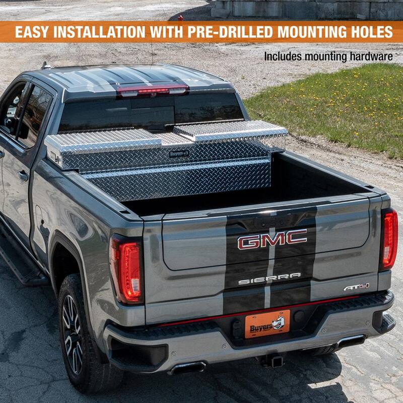 Buyers Products Company 18 in. x 20 in. x 71 in. Diamond Tread Aluminum Gull Wing Top Mount Truck Tool Box - 1710410