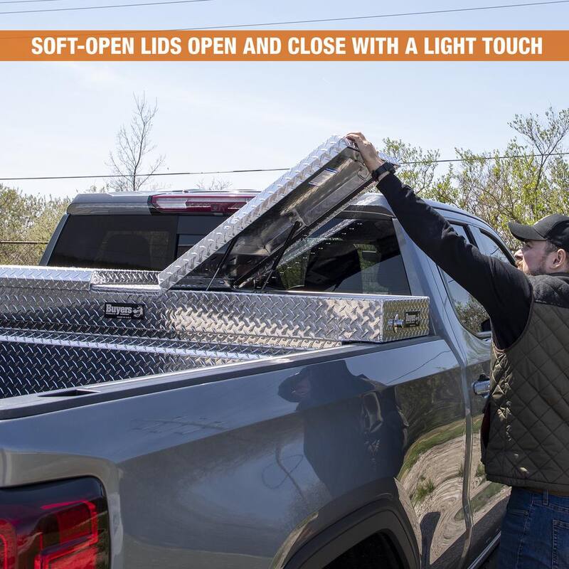 Buyers Products Company 18 in. x 20 in. x 71 in. Diamond Tread Aluminum Gull Wing Top Mount Truck Tool Box - 1710410