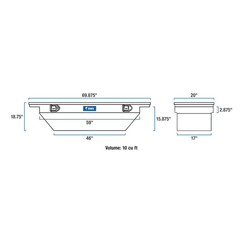 UWS 73.00 in Gloss Black Aluminum Low Profile Crossbed Truck Tool Box - EC10772