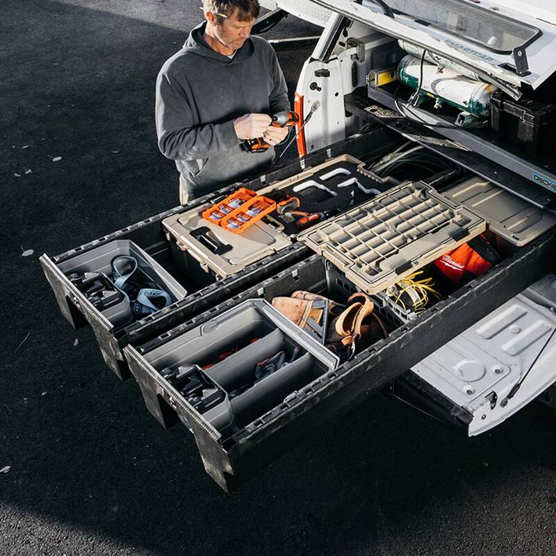 DECKED Double Drawer Organizer for Top Mount Truck Tool Box Version X Drawer System - A0081-DBDW-GRY