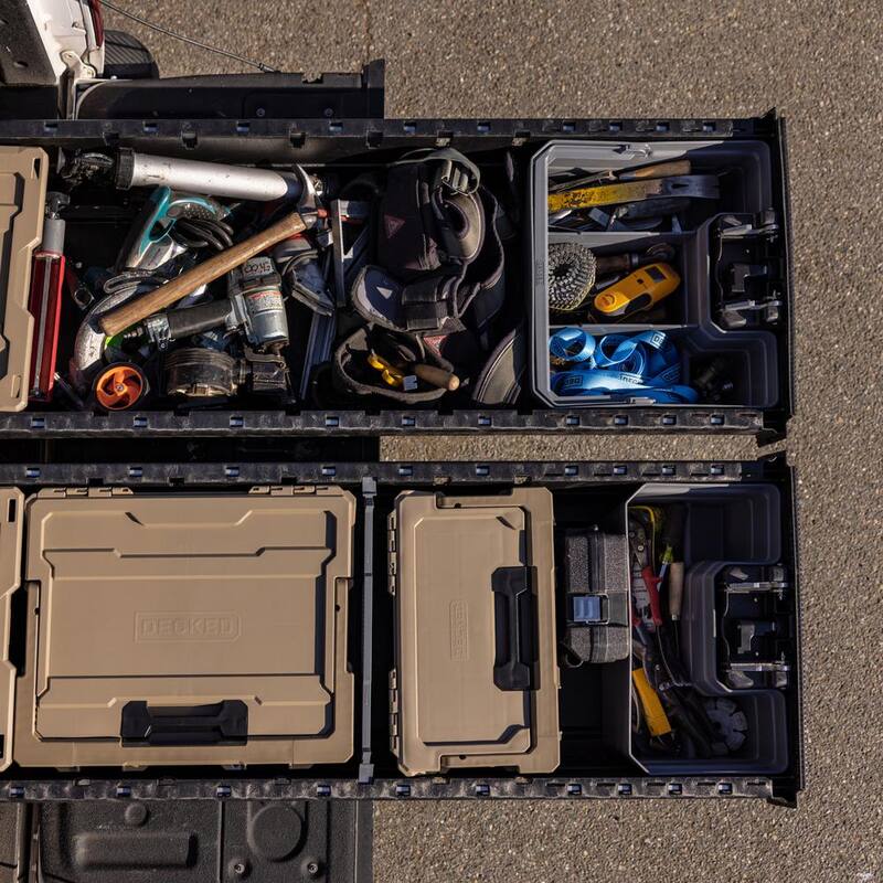 DECKED Double Drawer Organizer for Top Mount Truck Tool Box Version X Drawer System - A0081-DBDW-GRY