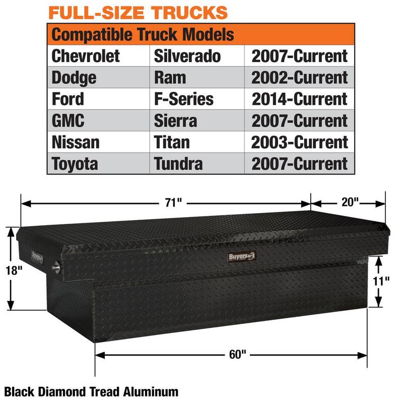 Buyers Products Company 18 in. x 20 in. x 71 in. Black Diamond Tread Aluminum Crossover Truck Tool Box - 1729410