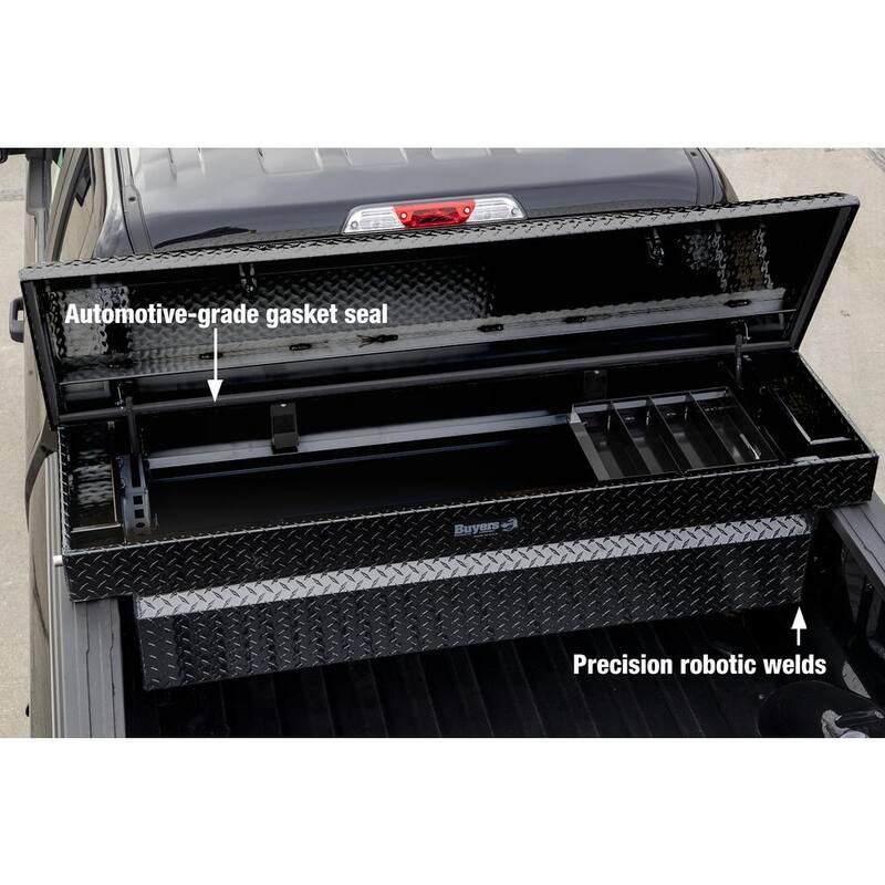 Buyers Products Company 18 in. x 20 in. x 71 in. Black Diamond Tread Aluminum Crossover Truck Tool Box - 1729410