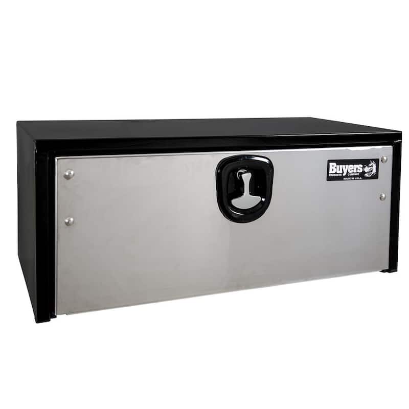 Buyers Products Company 14 in. x 16 in. x 36 in. Gloss Black Steel Underbody Truck Tool Box with Stainless Steel Door - 1703705