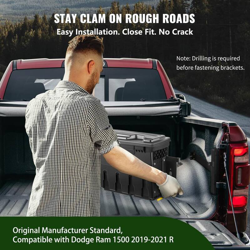 SKYSHALO Truck Bed Storage Box, Lockable Lid, Waterproof ABS Wheel Side Truck Tool Box 6.6 Gal./20 L with Password Padlock - KCLJGDODGERAMO9XUV0-0711
