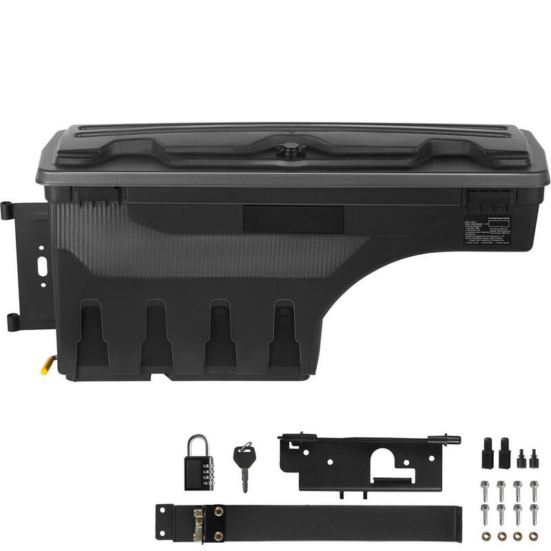 SKYSHALO Truck Bed Storage Box, Lockable Lid, Waterproof ABS Wheel Side Truck Tool Box 6.6 Gal./20 L with Password Padlock - KCLJGDODGERAMACUNV0-0711