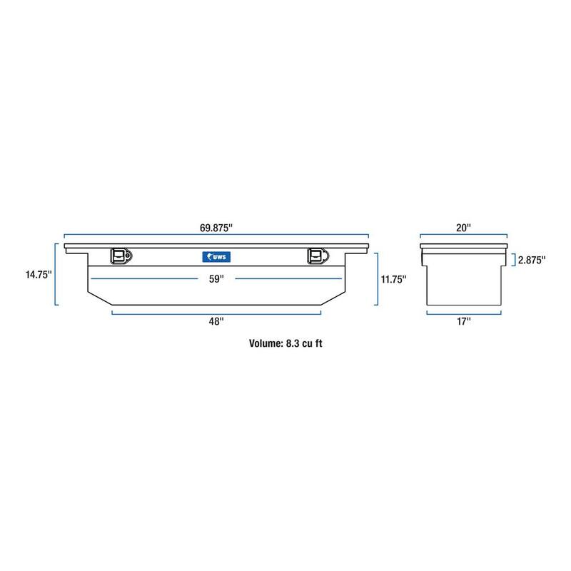UWS 69 in. Bright Aluminum Angled Crossover Tool Box with Low Profile (Heavy Packaging) - EC10421