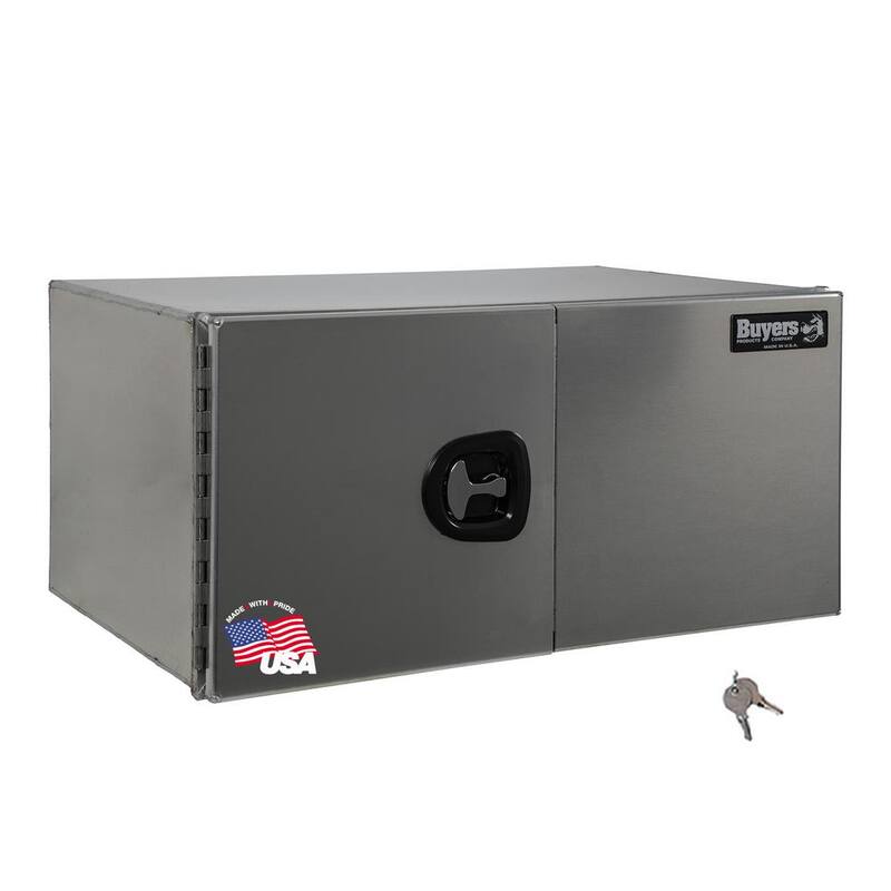Buyers Products Company 18 in. x 18 in. x 36 in. Smooth Aluminum Underbody Truck Tool Box with Barn Door - 1705305