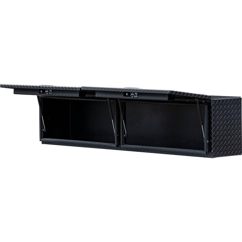 Buyers Products Company 16 in. x 13 in. x 88 Matte Black Diamond Tread Aluminum Top Mount Truck Tool Box with Flip-Up Doors - 1722356