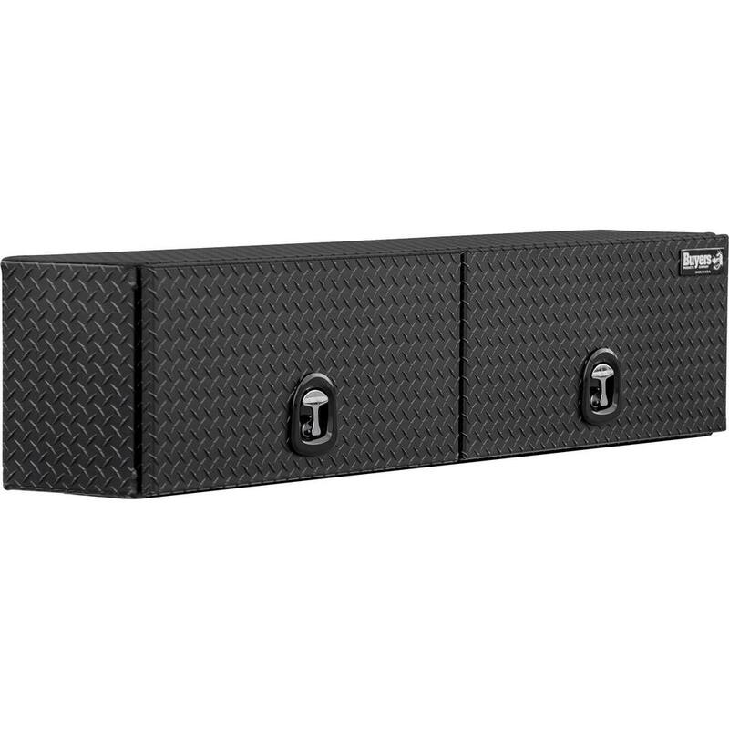 Buyers Products Company 16 in. x 13 in. x 88 Matte Black Diamond Tread Aluminum Top Mount Truck Tool Box with Flip-Up Doors - 1722356