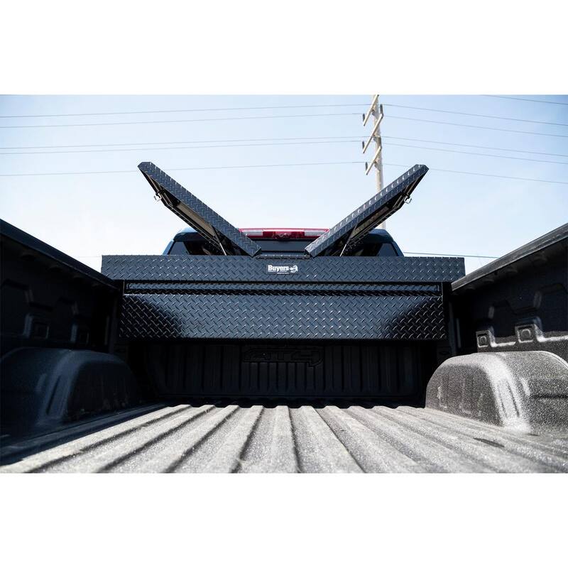 Buyers Products Company 23 in. x 27 in. x 71 in. Black Diamond Tread Aluminum Crossover Gull Wing Truck Tool Box - 1720423
