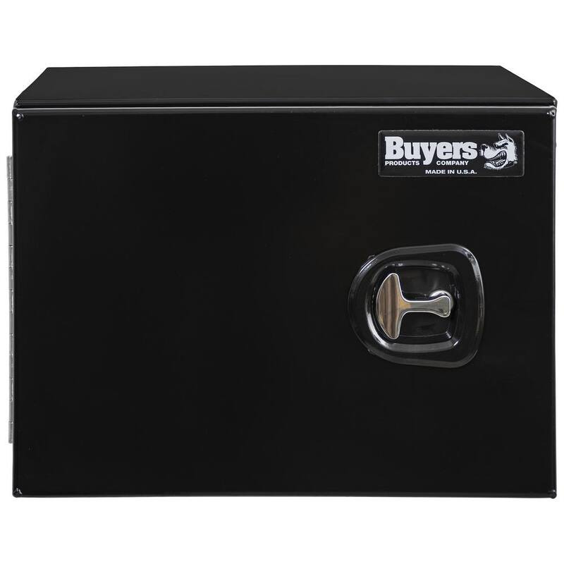 Buyers Products Company 18 in. x 18 in. x 30 in. Black Smooth Aluminum Underbody Truck Tool Box with Barn Door - 1705803