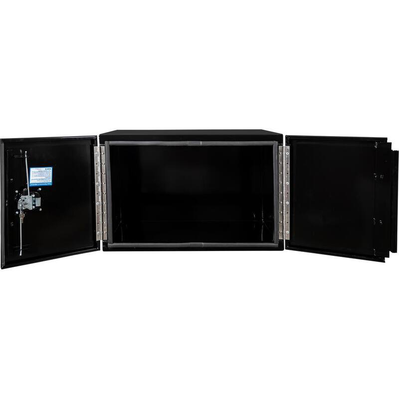 Buyers Products Company 18 in. x 18 in. x 30 in. Black Smooth Aluminum Underbody Truck Tool Box with Barn Door - 1705803