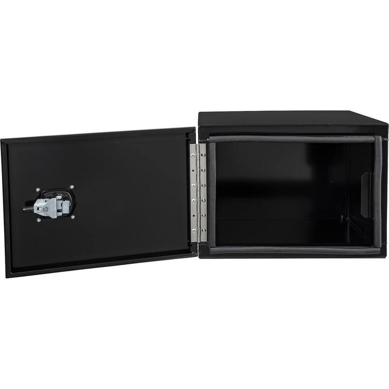 Buyers Products Company 18 in. x 18 in. x 30 in. Black Smooth Aluminum Underbody Truck Tool Box with Barn Door - 1705803