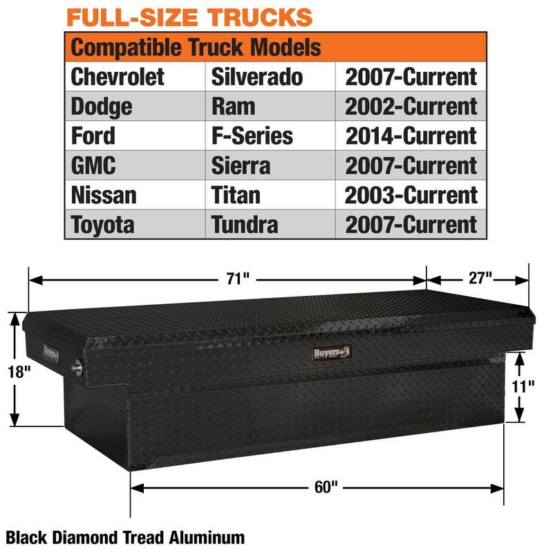 Buyers Products Company 18 in. x 27 in. x 71 in. Black Diamond Tread Aluminum Crossover Truck Tool Box - 1729420