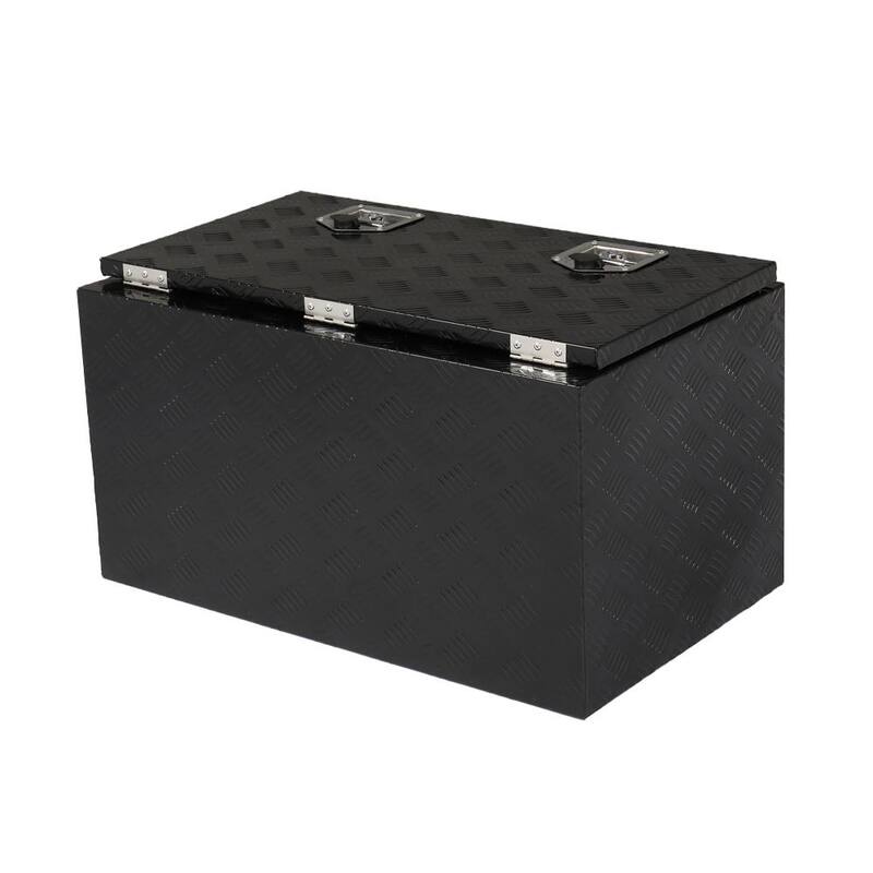 Karl home 30 in. Black Diamond Plate Aluminum Underbody Truck Tool Box Double Lock with Key - 671095246194