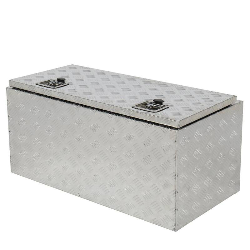 Karl home 36 in. Silver Diamond Plate Aluminum Underbody Truck Tool Box Double Lock with Key - 662572796899