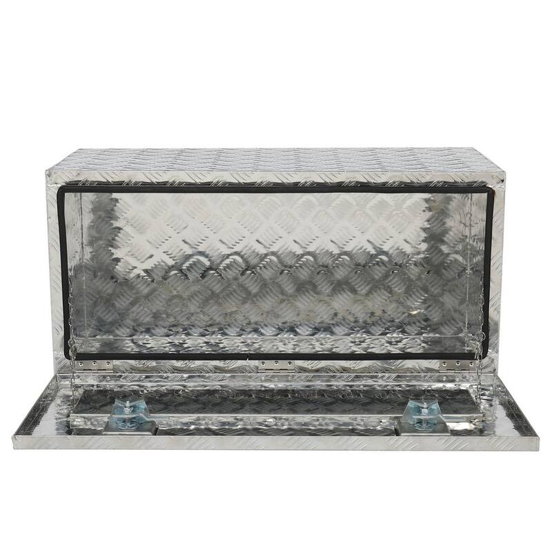 Karl home 36 in. Silver Diamond Plate Aluminum Underbody Truck Tool Box Double Lock with Key - 662572796899