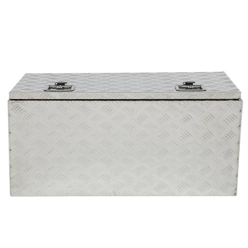 Karl home 36 in. Silver Diamond Plate Aluminum Underbody Truck Tool Box Double Lock with Key - 662572796899