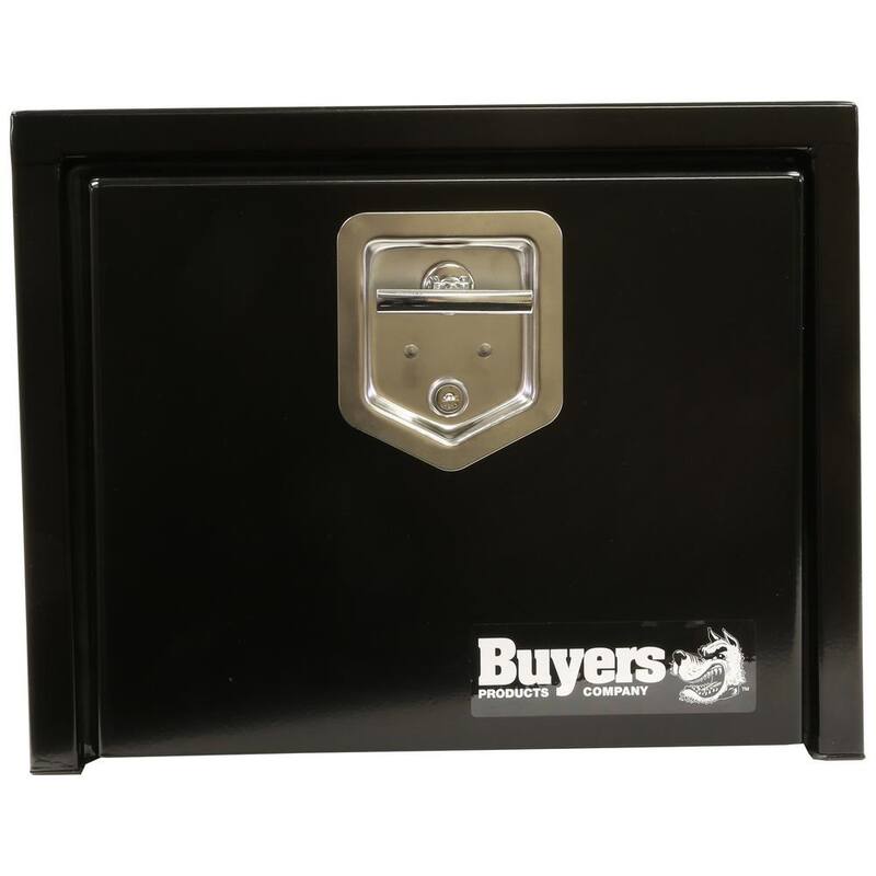 Buyers Products Company 14 in. x 12 in. x 18 in. Gloss Black Steel Underbody Truck Tool Box with Slanted Back - 1703351