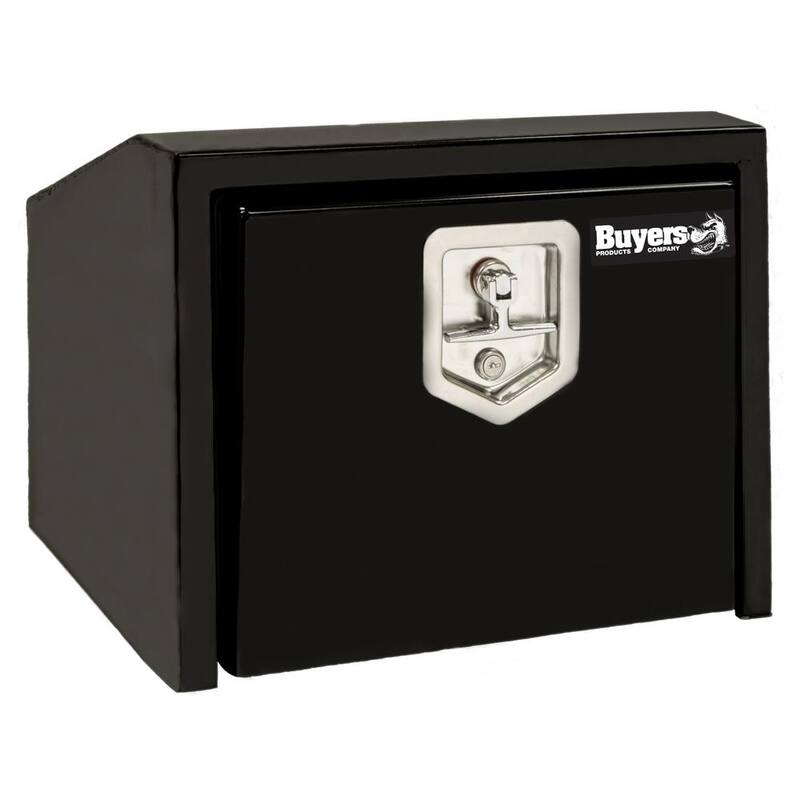 Buyers Products Company 14 in. x 12 in. x 18 in. Gloss Black Steel Underbody Truck Tool Box with Slanted Back - 1703351