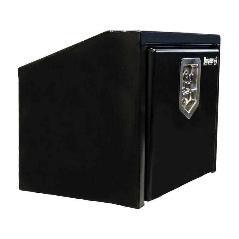 Buyers Products Company 14 in. x 12 in. x 18 in. Gloss Black Steel Underbody Truck Tool Box with Slanted Back - 1703351