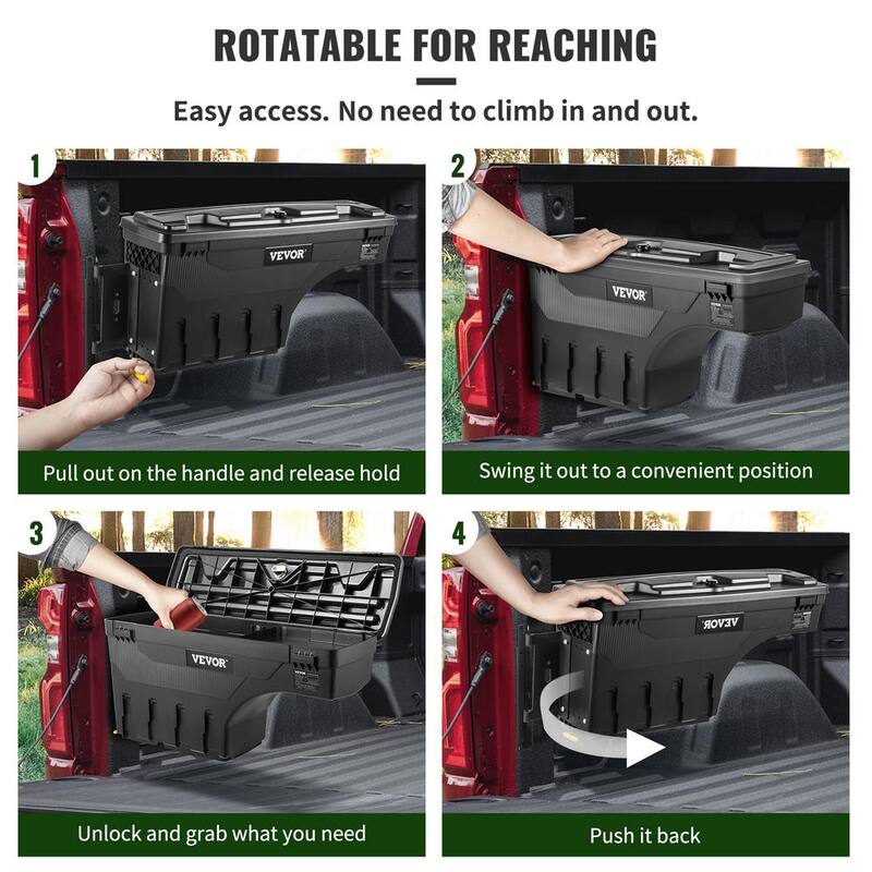 VEVOR Truck Bed Storage Box, Lockable Lid, Waterproof ABS Wheel Well Tool Box 6.6 Gal./20 L, Compatible with Chevrolet - KCLJGJXJSYCBDIFK7V0-0920