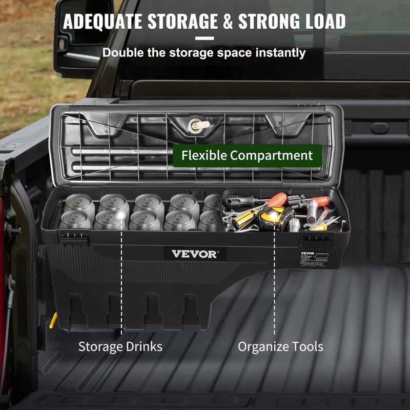 VEVOR Truck Bed Storage Box, Lockable Lid, Waterproof ABS Wheel Well Tool Box 6.6 Gal./20 L, Compatible with Chevrolet - KCLJGJXJSYCBDIFK7V0-0920
