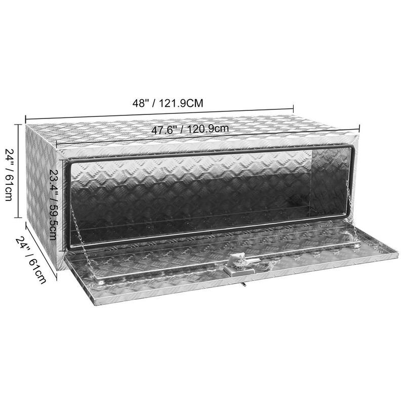VEVOR Underbody Truck Box, 48x24x24in. Pickup Storage Box, Heavy Duty Aluminum Diamond Plate Tool Box with Lock and Keys - CDK482424INCHNDMQV0-0920