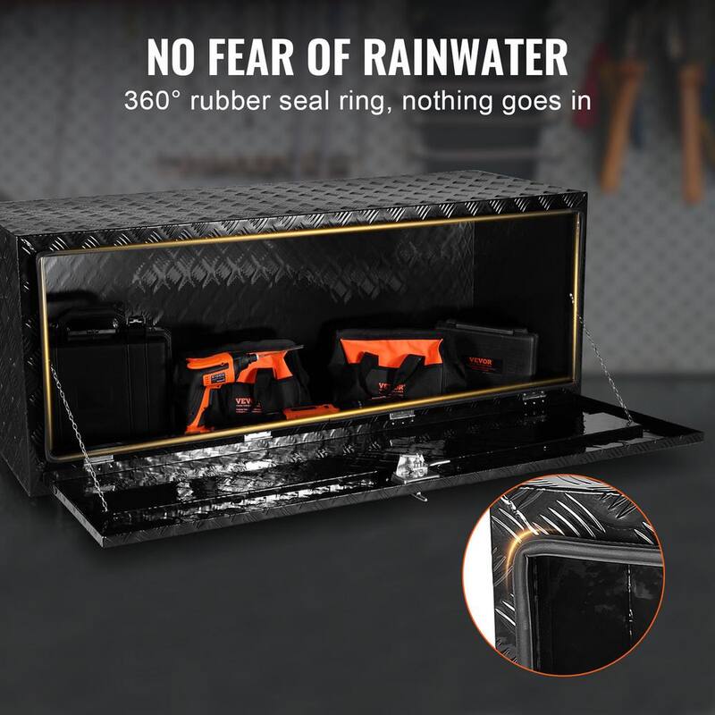 VEVOR Underbody Truck Box 60 in. L x 24 in. W x 24 in. H Pickup Storage Box, Heavy Duty Aluminum Diamond Plate Tool Box - CDKCGJX26024BFEV0V0
