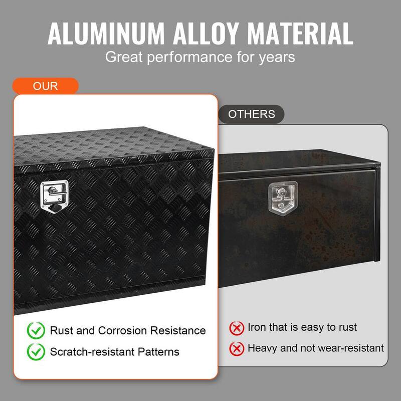 VEVOR Underbody Truck Box 60 in. L x 24 in. W x 24 in. H Pickup Storage Box, Heavy Duty Aluminum Diamond Plate Tool Box - CDKCGJX26024BFEV0V0