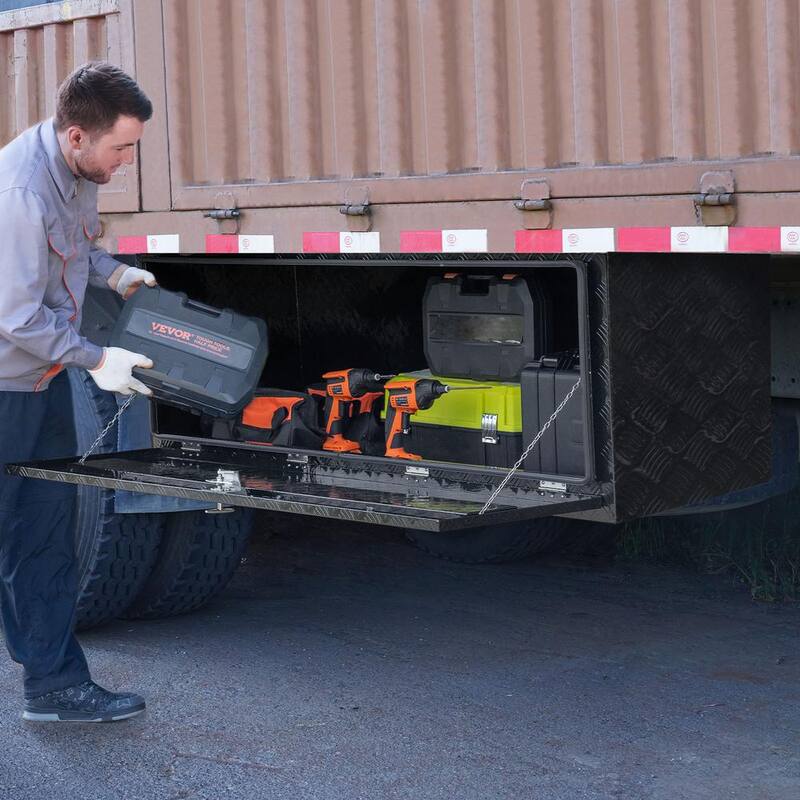 VEVOR Underbody Truck Box 60 in. L x 24 in. W x 24 in. H Pickup Storage Box, Heavy Duty Aluminum Diamond Plate Tool Box - CDKCGJX26024BFEV0V0