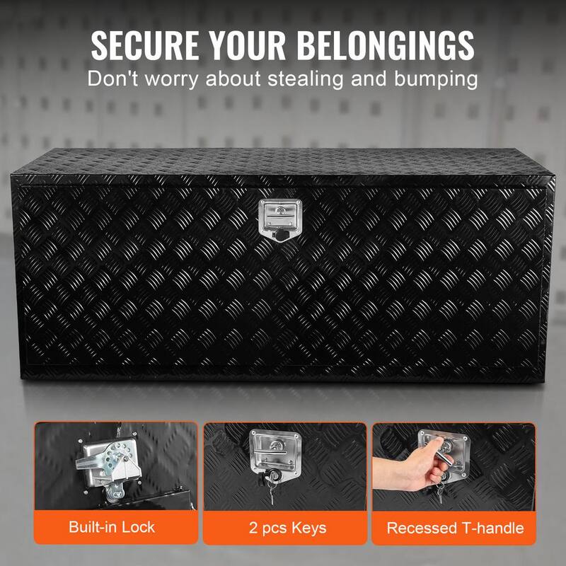 VEVOR Underbody Truck Box 60 in. L x 24 in. W x 24 in. H Pickup Storage Box, Heavy Duty Aluminum Diamond Plate Tool Box - CDKCGJX26024BFEV0V0