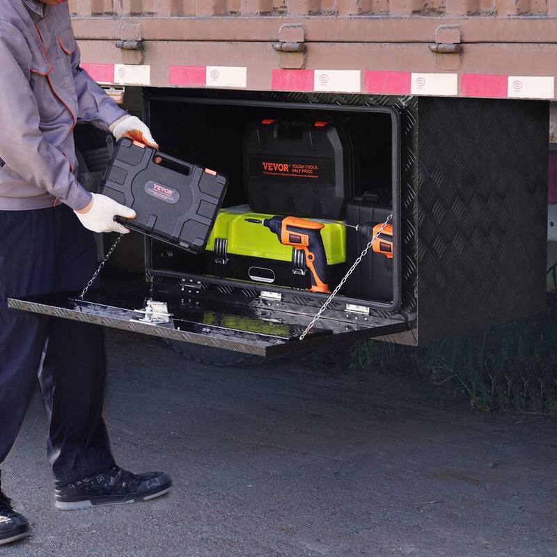 VEVOR Underbody Truck Box, 48 x 17 x 18 in. Pickup Storage Box, Heavy Duty Aluminum Diamond Plate Tool Box with Lock and Keys - CDKCGJX24817J8QMNV0