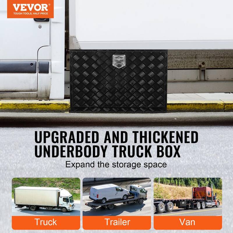 VEVOR Underbody Truck Box, 48 x 17 x 18 in. Pickup Storage Box, Heavy Duty Aluminum Diamond Plate Tool Box with Lock and Keys - CDKCGJX24817J8QMNV0