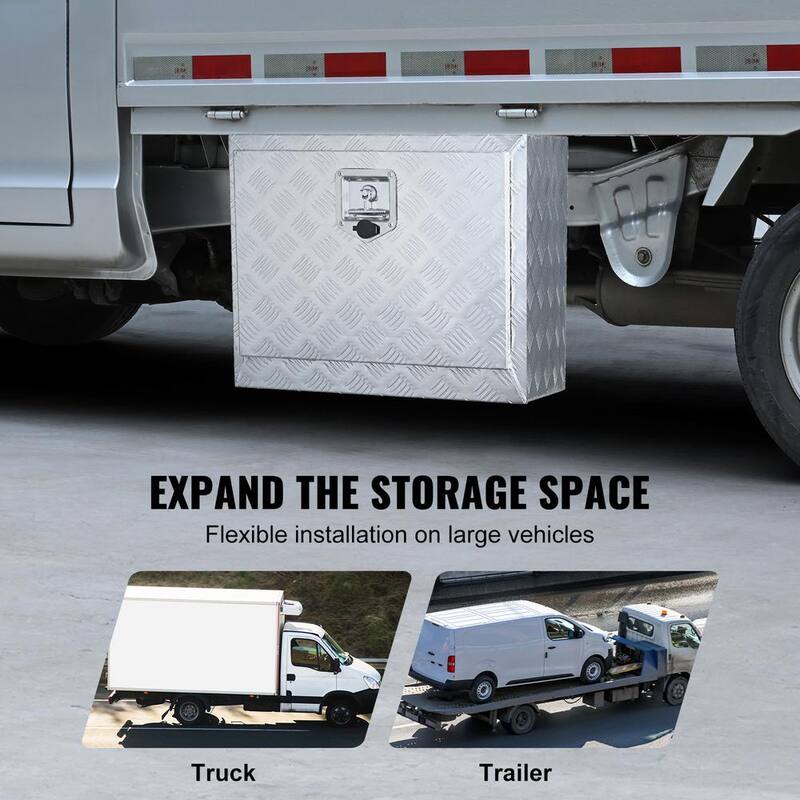 SKYSHALO Underbody Truck Box, 24x17x18 in. Pickup Storage Box, Heavy Duty Aluminum Diamond Plate Tool Box with Lock - CDK241718INCHVZD7V0-0711