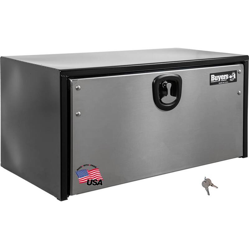 Buyer's Products 18 x 18 x 36 in. Black Steel Under body Truck Box With Stainless Steel Door - 1702705