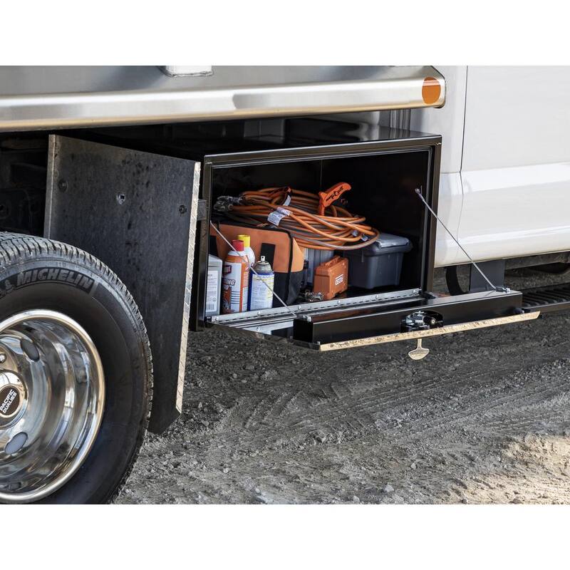 Buyer's Products 18 x 18 x 36 in. Black Steel Under body Truck Box With Stainless Steel Door - 1702705