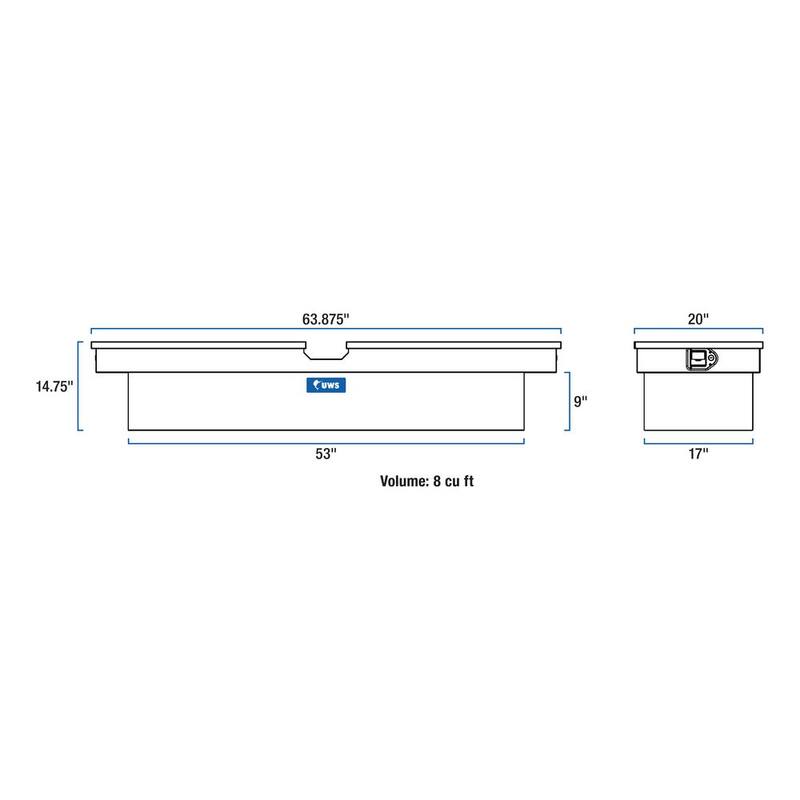 UWS 63 in. Bright Aluminum Gull Wing Crossover Truck Tool Box (Heavy Packaging) - EC10051