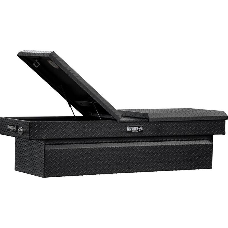 Buyers Products Company 23 in. x 20 in. x 71 in. Textured Matte Black Diamond Tread Aluminum Crossover Gull Wing Truck Tool Box - 1722413