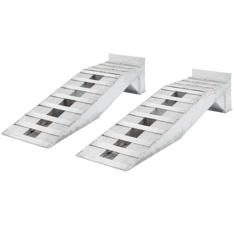 DISCOUNT RAMPS 20,000 lbs. Per Axle 64 in. x 16 in. Aluminum Semi Truck Wheel Riser Service Ramps - WR-20K