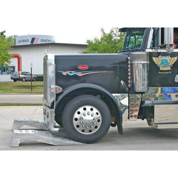 DISCOUNT RAMPS 20,000 lbs. Per Axle 64 in. x 16 in. Aluminum Semi Truck Wheel Riser Service Ramps - WR-20K