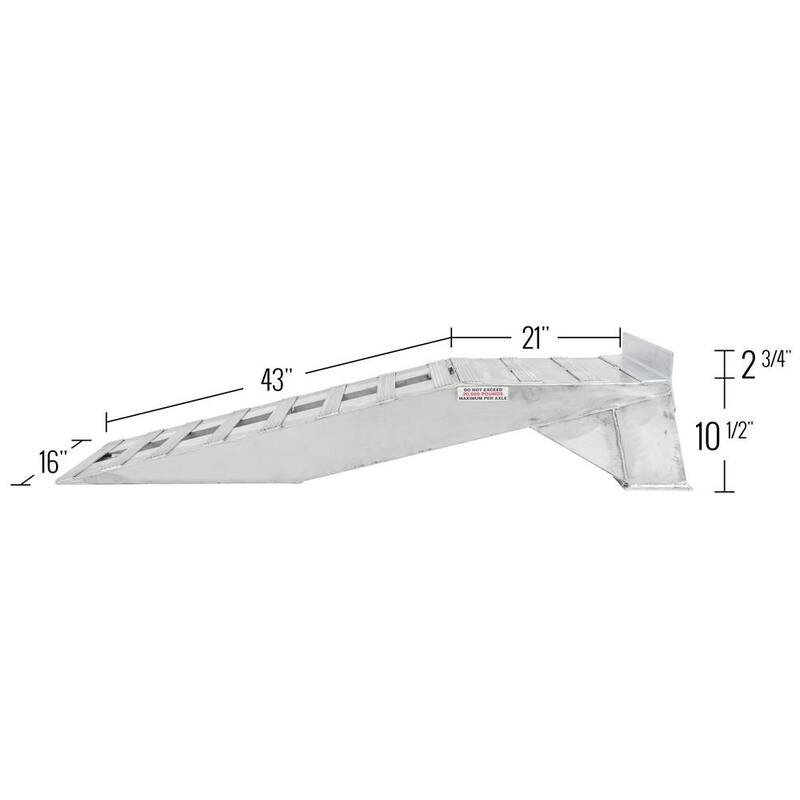 DISCOUNT RAMPS 20,000 lbs. Per Axle 64 in. x 16 in. Aluminum Semi Truck Wheel Riser Service Ramps - WR-20K