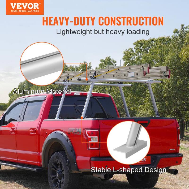 VEVOR Truck Rack, 800 lbs. Capacity, 71x31 in. Aluminum Ladder Rack for Truck with 8 Non-Drilling C-clamps, Heavy Rack - PKHJLXJB71INCA3EAV0-0920