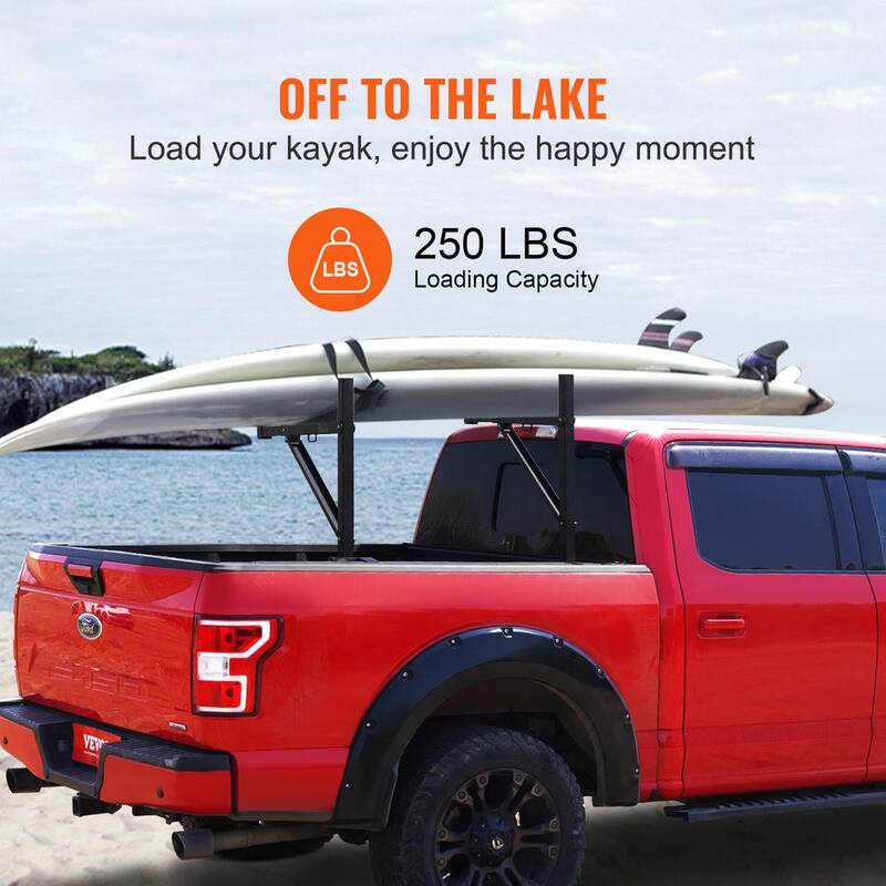 VEVOR Truck Rack, 19-34in. Extendable Truck Ladder Rack, 38.6-43.6in. Adjustable Height, 250 lbs. Capacity Steel Ladder Rack - PKHJHJGYZTB19IY13V0-0920