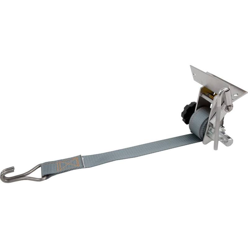 Buyers Products 1-1/2 Inch x 7 Foot Stainless Steel Ladder Rack Ratchet Tie Down Angle Mount with Double J Hooks - 5480006