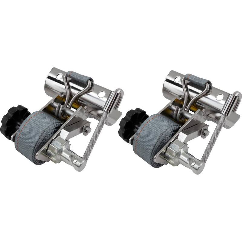 Buyers Products 1-1/2 in. x 7 Foot Stainless Steel Ladder Rack Ratchet Tie Down Tube Mount with Double J Hooks - 5480008