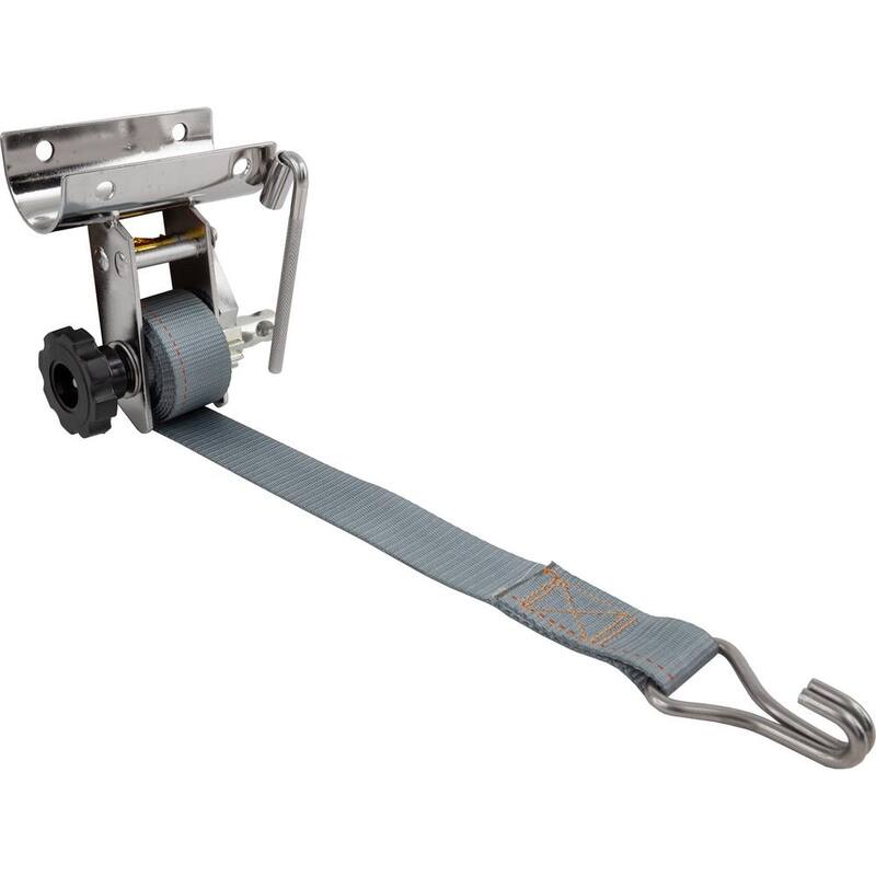 Buyers Products 1-1/2 in. x 7 Foot Stainless Steel Ladder Rack Ratchet Tie Down Tube Mount with Double J Hooks - 5480008